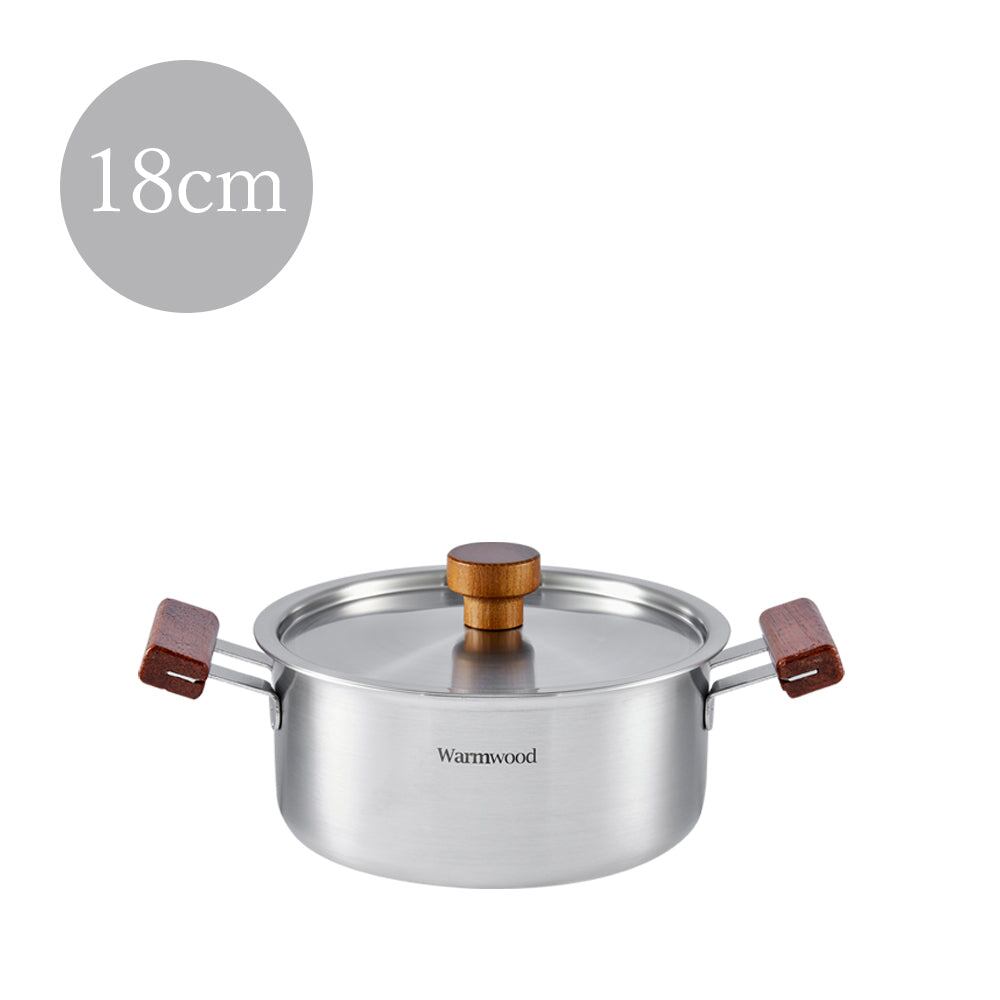 Warm stainless wood(ウォームステンレスウッド) 両手鍋 - 18cm